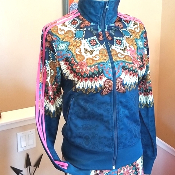 ADIDAS × FARM RIO Blue BORBOMIX Collector ZIPS Track Jacket & Leggings SET NWT S - Picture 5 of 16